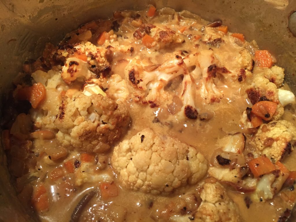 Cauliflower Coconut Curry Soup - pre-blending