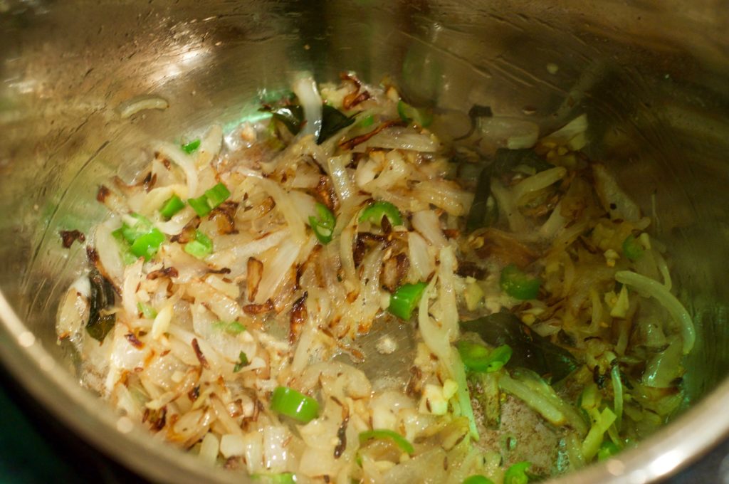 kale dal - onions and aromatics