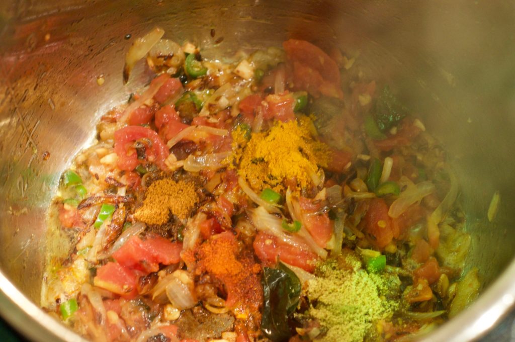 kale dal - tomatoes and spices