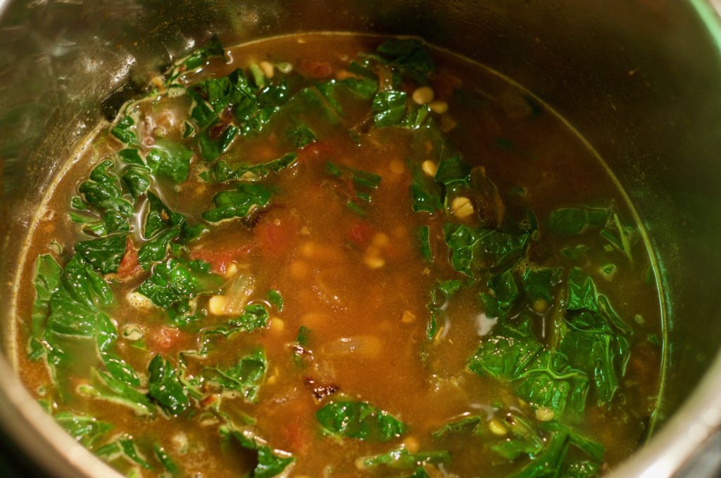 kale dal - ready to pressure cook