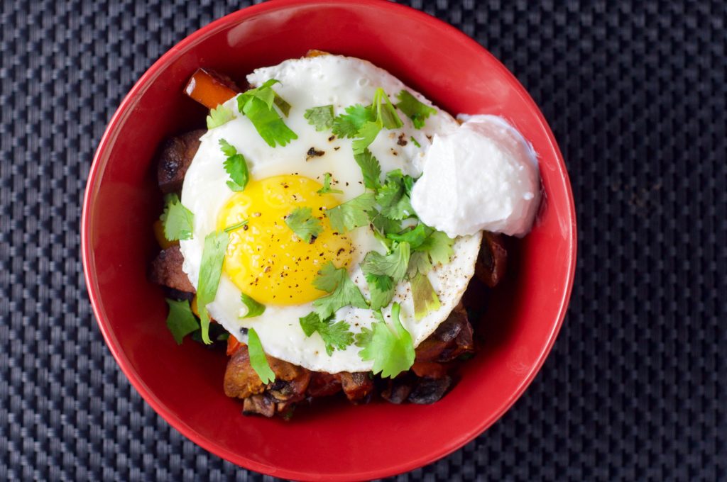 Breakfast Bowl with Meatless Sausage and Egg