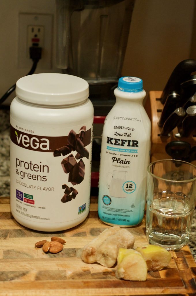 chocolate kefir protein smoothie - ingredients