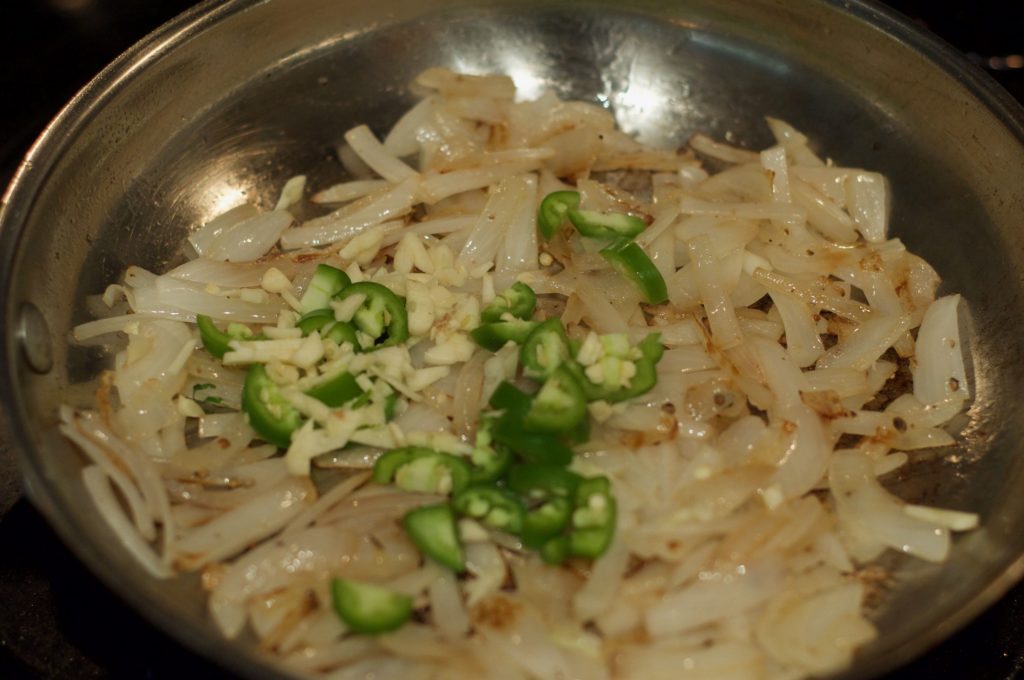 spicy seitan skillet - sauteed onions