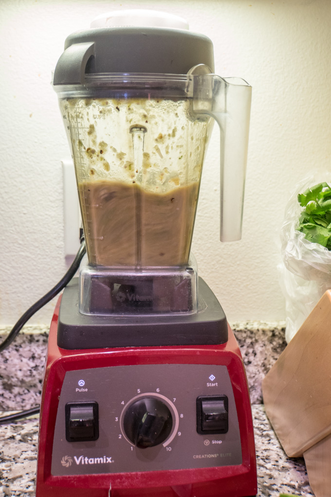 Roasted Tomatillo Salsa blending