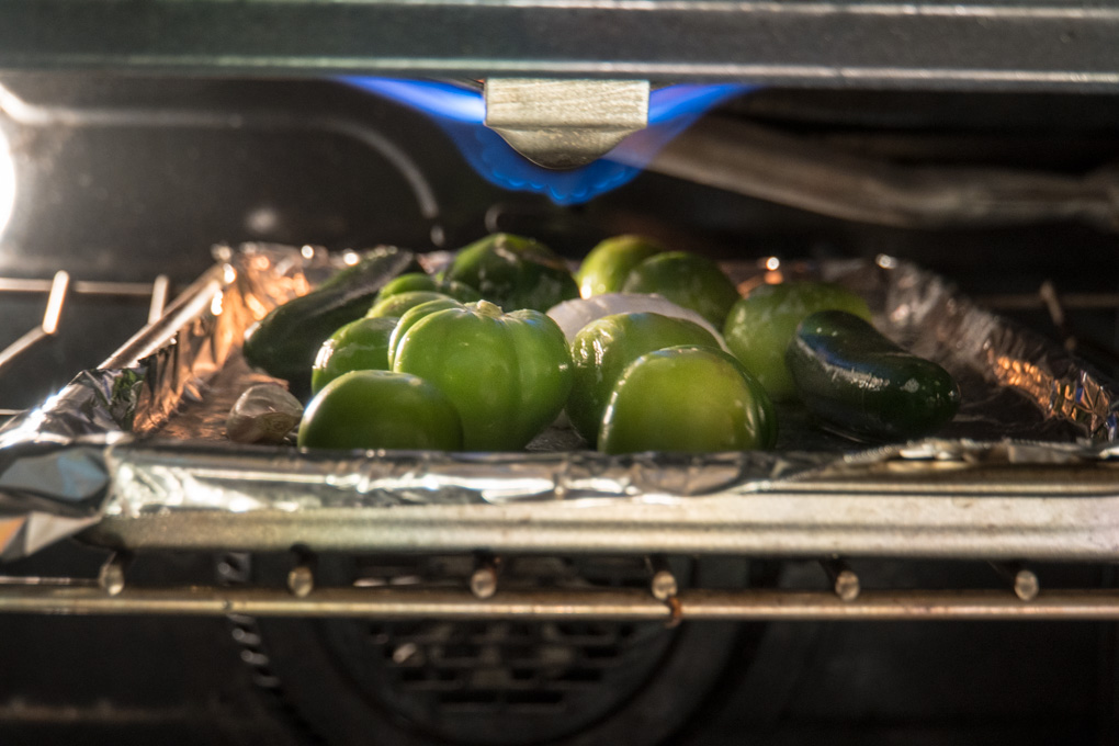 Roasted Tomatillo Salsa broiling