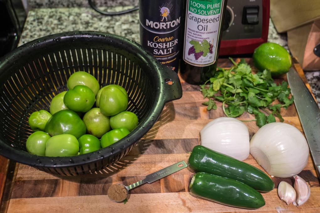 Roasted Tomatillo Salsa ingredients