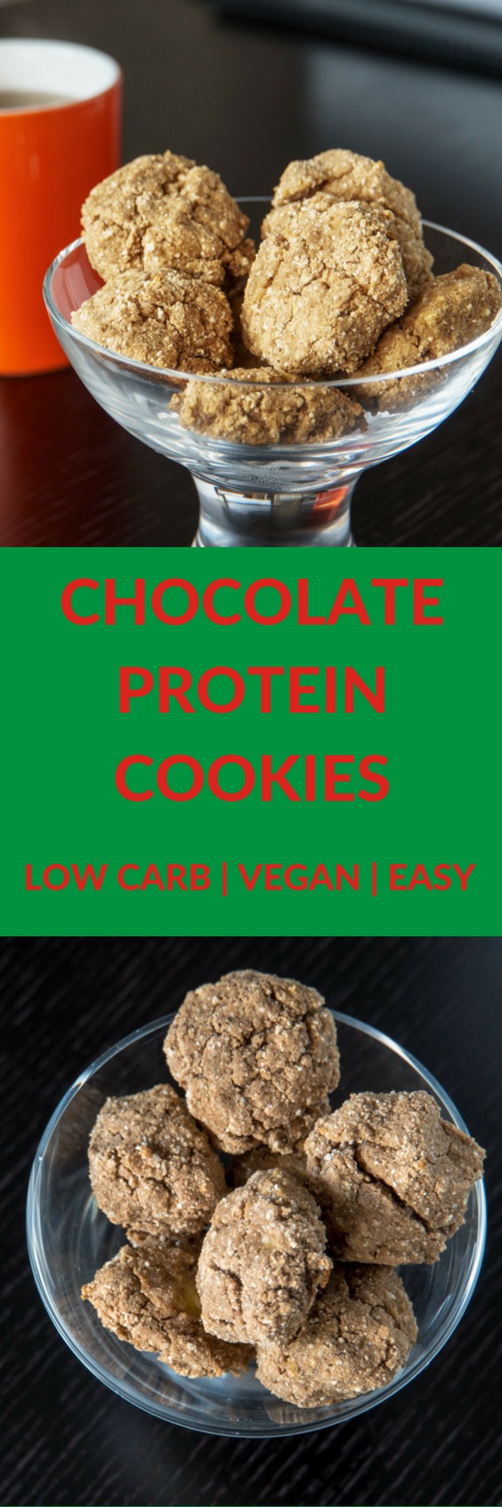 Chocolate Protein Cookies - Low carb, vegan, easy recipe