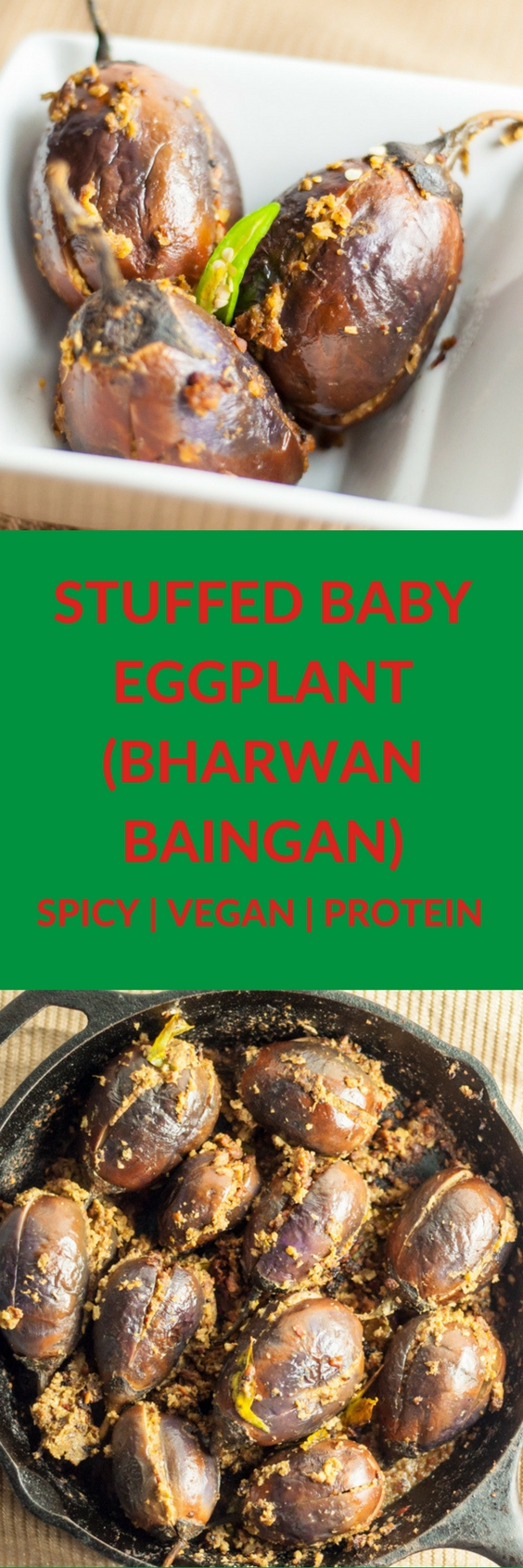 Stuffed Baby Eggplant - With spices, nuts, and vegan ground beef