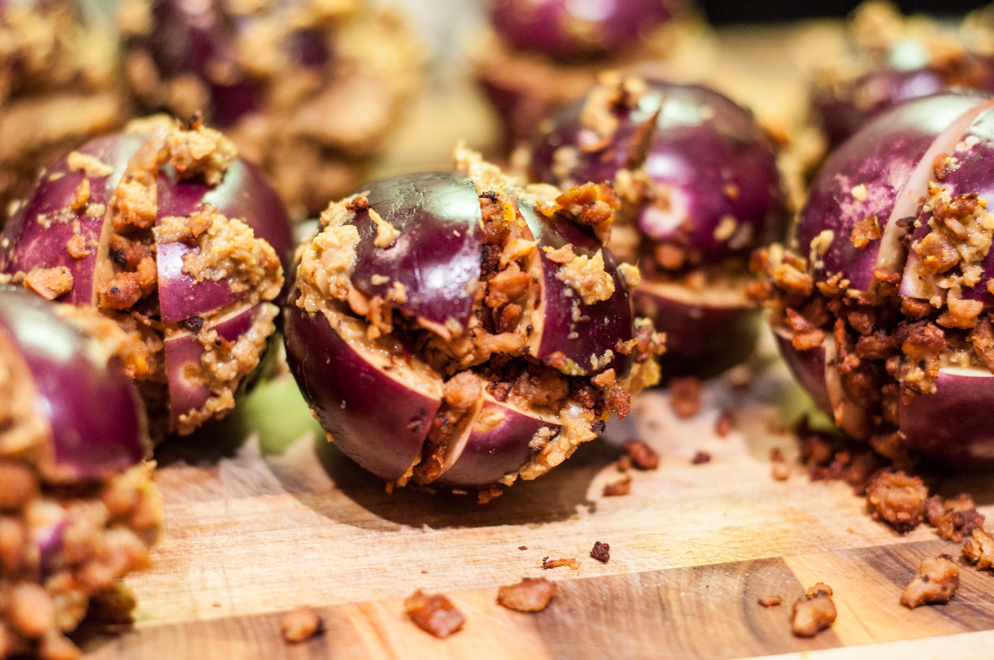 Stuffed Baby Eggplants - stuffed with blended mixture