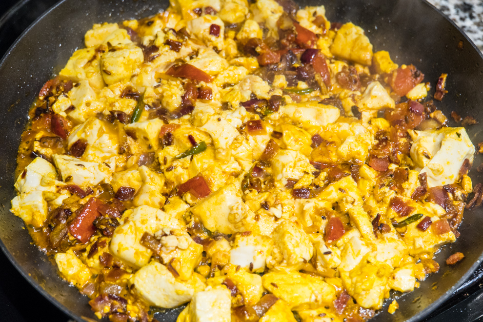 Tofu Bhurji - cooked in pan