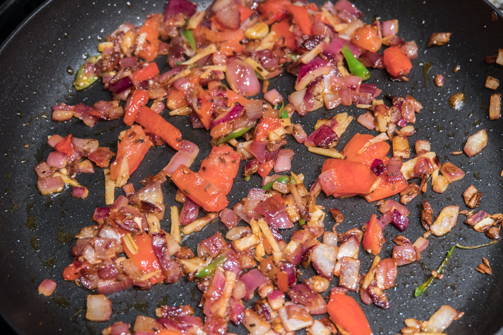 Tofu Bhurji - ginger chiles tomatoes cooked
