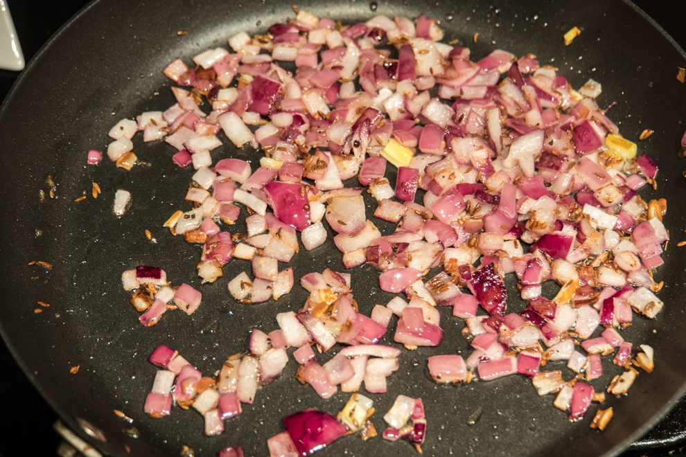 Tofu Bhurji - onions cooked