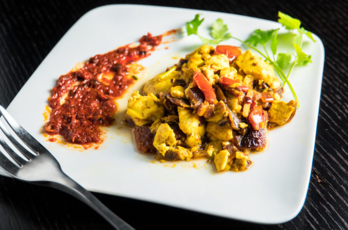 Tofu Bhurji - served (angle)
